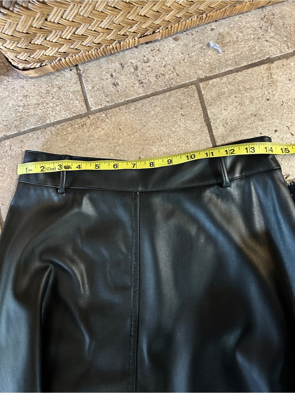Zara Faux Leather Black Midi Skirt - Picture 3 of 8